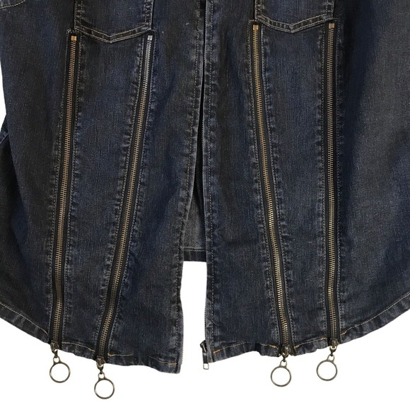 Ashley Stewart Women Denim Motorcycle Zipper Vest Size 16 Blue Y2K - Picture 7 of 10